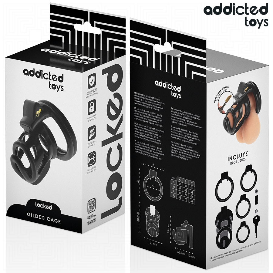 ADDICTED TOYS LOCKED — Gilden Cage jaula de castidad de silicona 8,5 cm