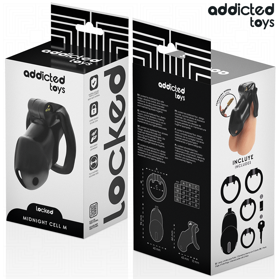 ADDICTED TOYS LOCKED — Mindnight Cell jaula de castidad talla M