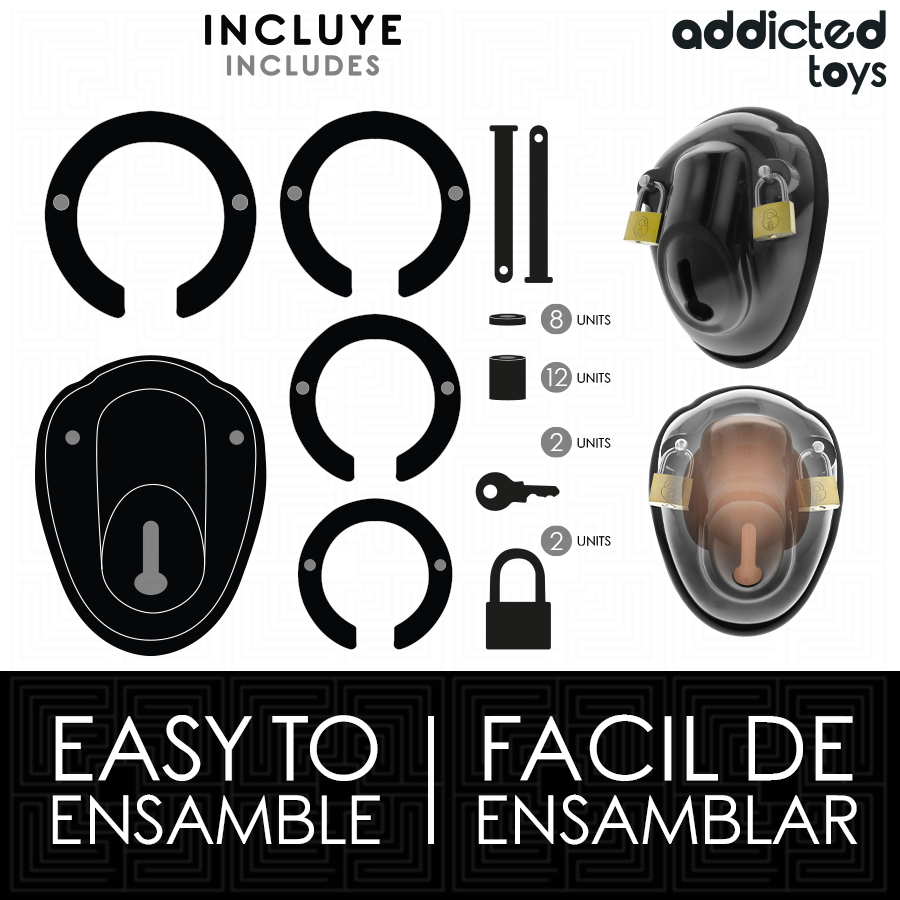 ADDICTED TOYS LOCKED — Keyless Restraint jaula de castidad 11,5 cm