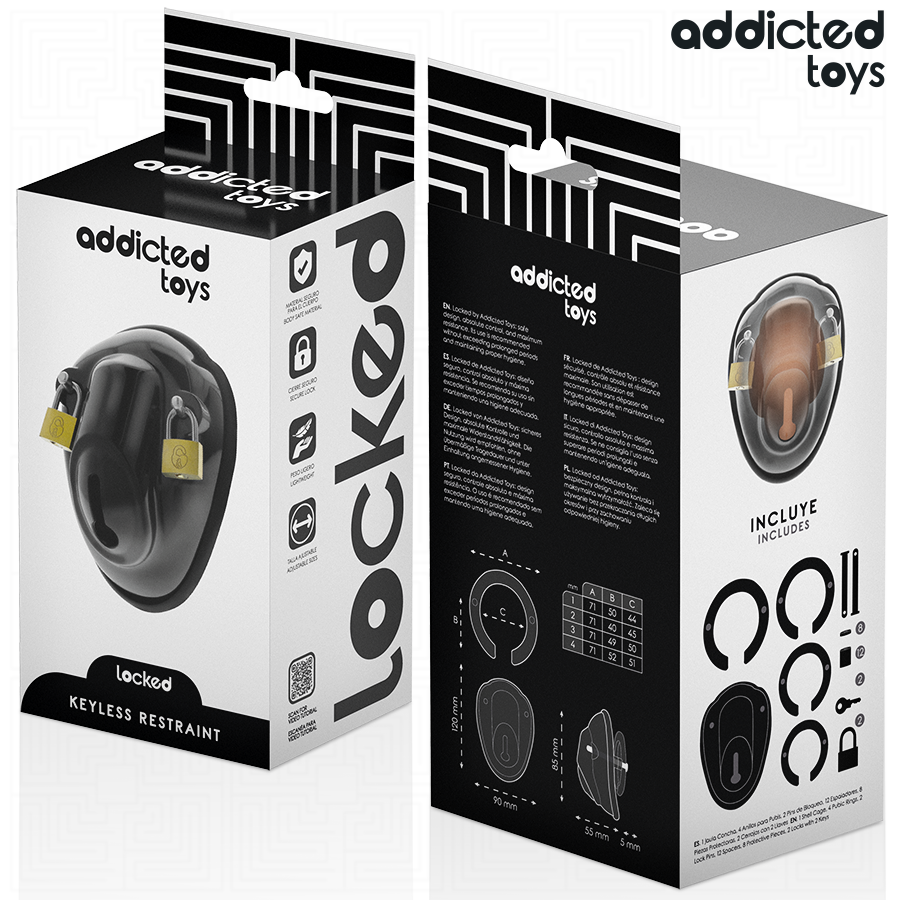 ADDICTED TOYS LOCKED — Keyless Restraint jaula de castidad 11,5 cm