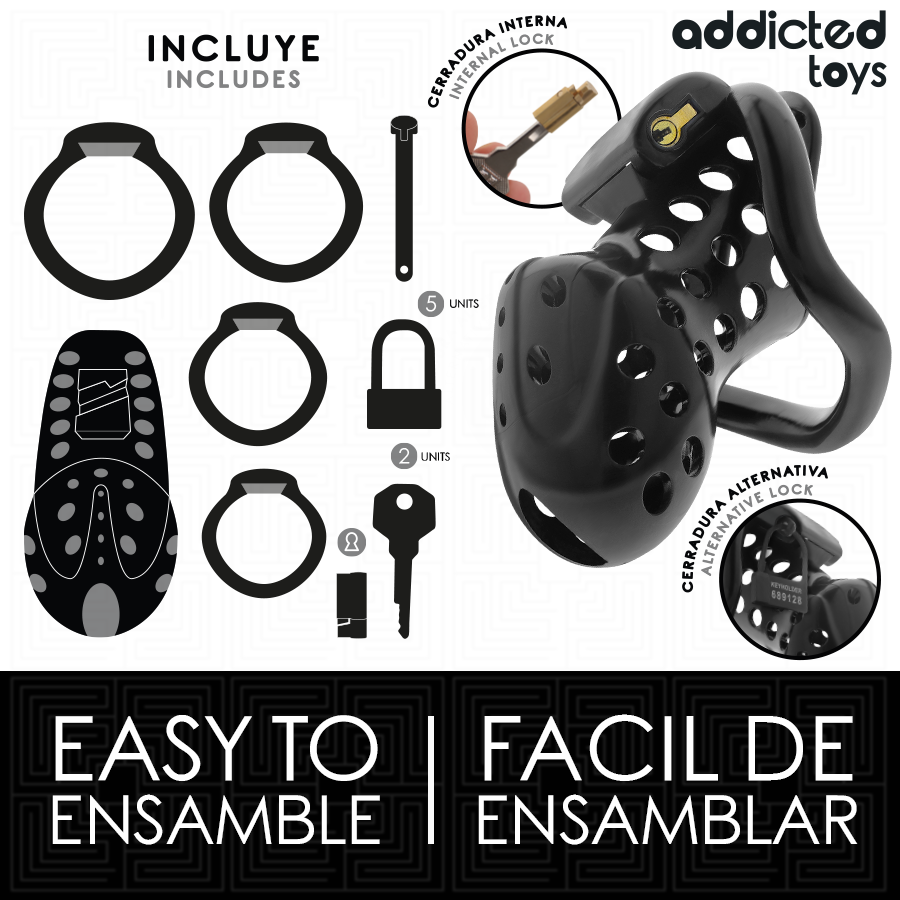 ADDICTED TOYS LOCKED — Chained Hollow jaula de castidad 10,5 cm