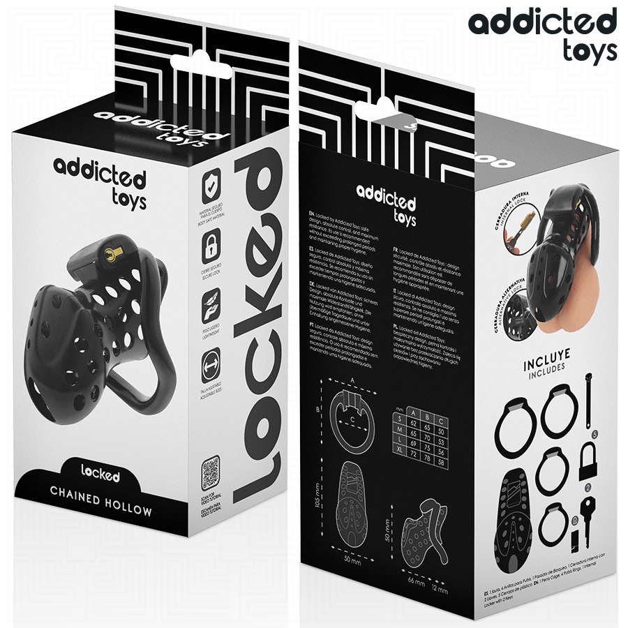 ADDICTED TOYS LOCKED — Chained Hollow jaula de castidad 10,5 cm