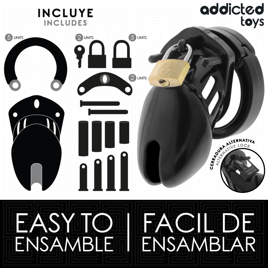 ADDICTED TOYS LOCKED — Obsidian Hold jaula de castidad talla S
