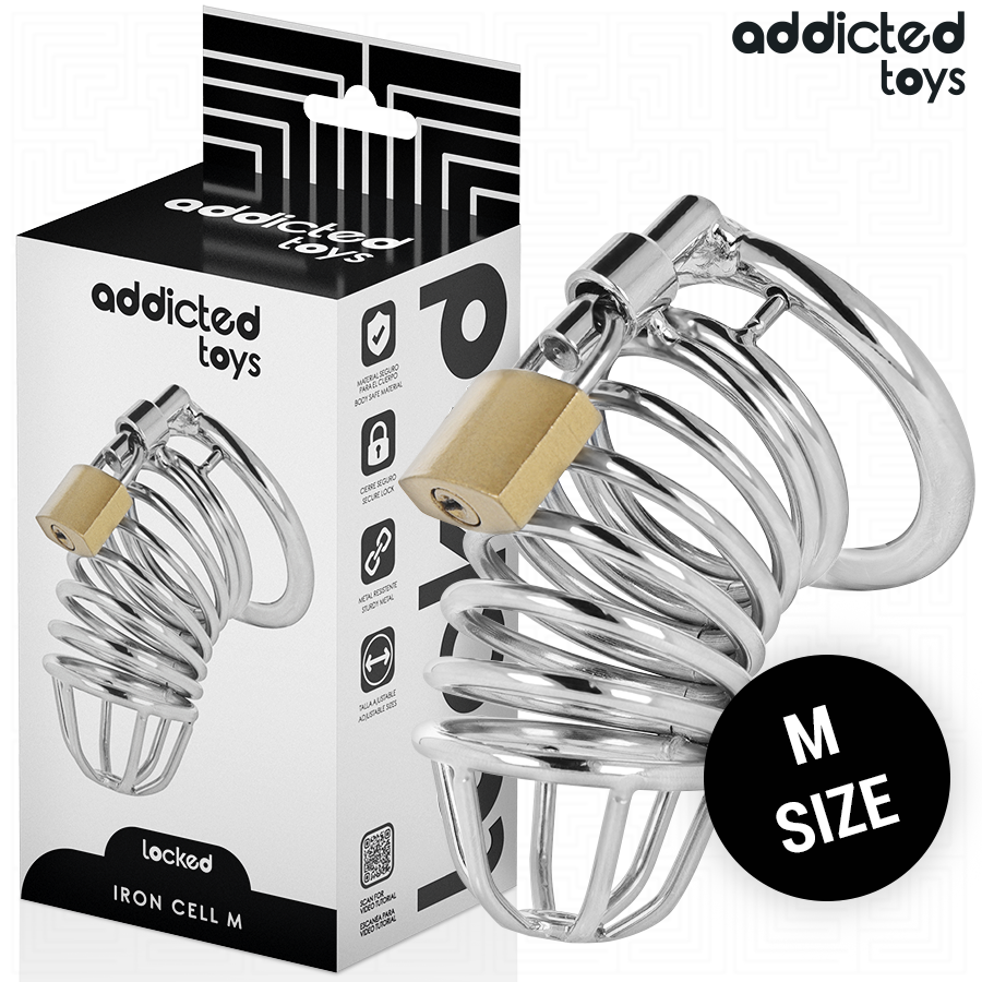 ADDICTED TOYS LOCKED — Iron Cell jaula de castidad de metal 4.5 cm talla M
