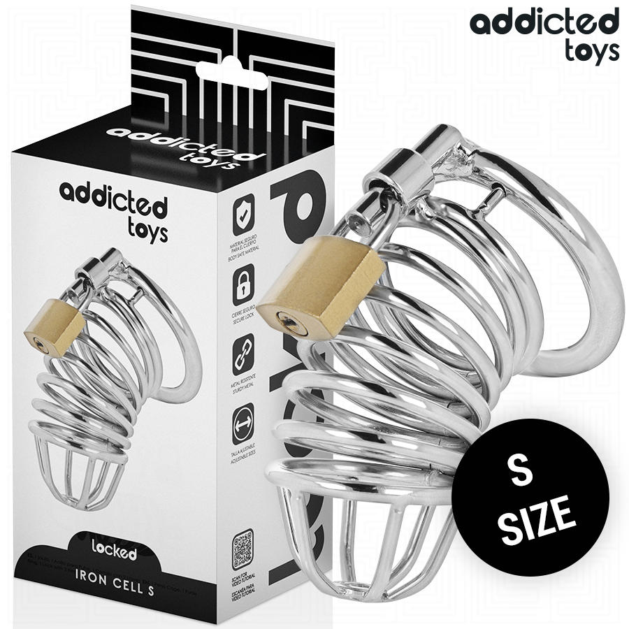 ADDICTED TOYS LOCKED — Iron Cell jaula de castidad de metal 4 cm talla S