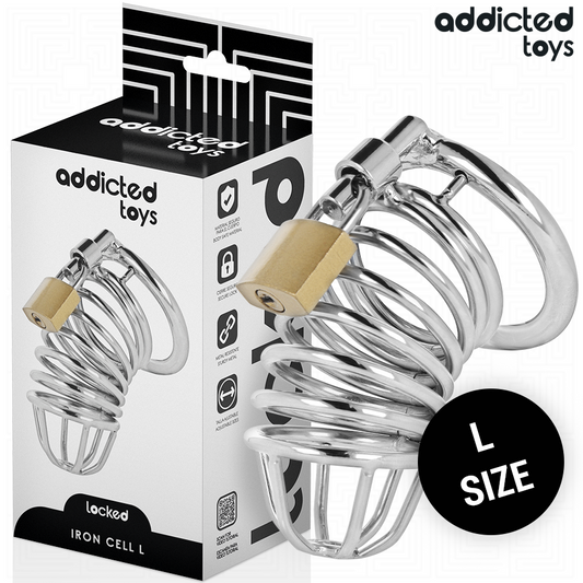 ADDICTED TOYS LOCKED — Iron Cell jaula de castidad de metal 5 cm talla L
