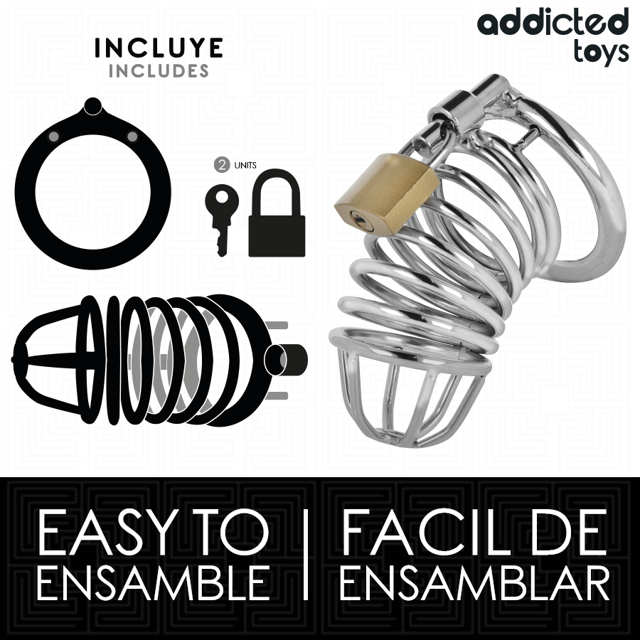 ADDICTED TOYS LOCKED — Iron Cell jaula de castidad de metal 5 cm talla L