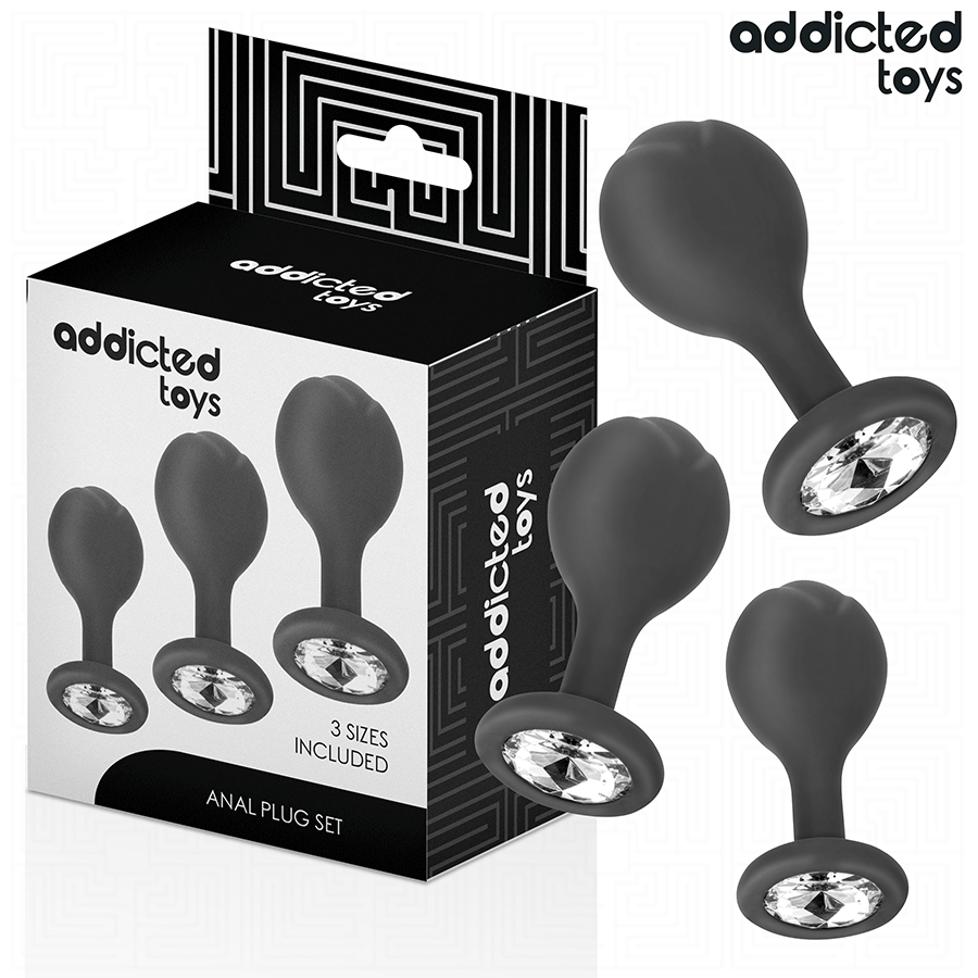 Addicted Toys — set de 3 plugs anales de silicona con joya