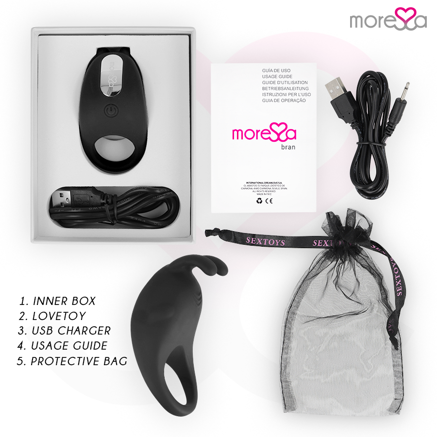 Moressa Brad — anillo vibrador recargable para parejas negro