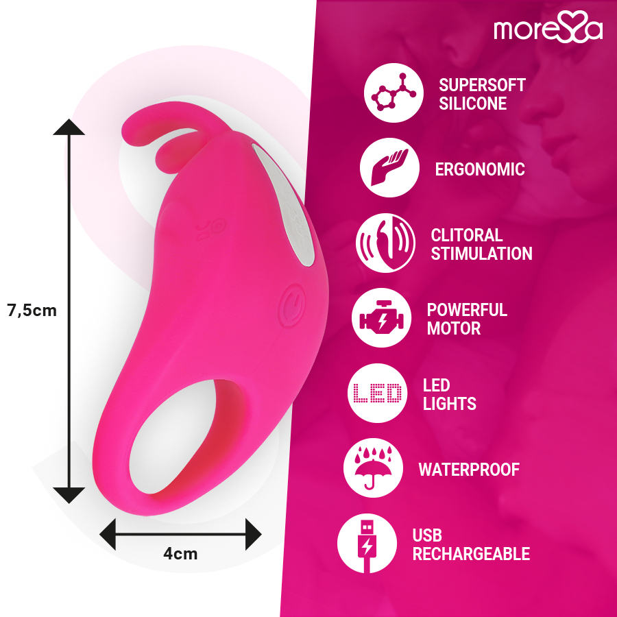 Moressa Brad — anillo vibrador recargable para parejas rosa