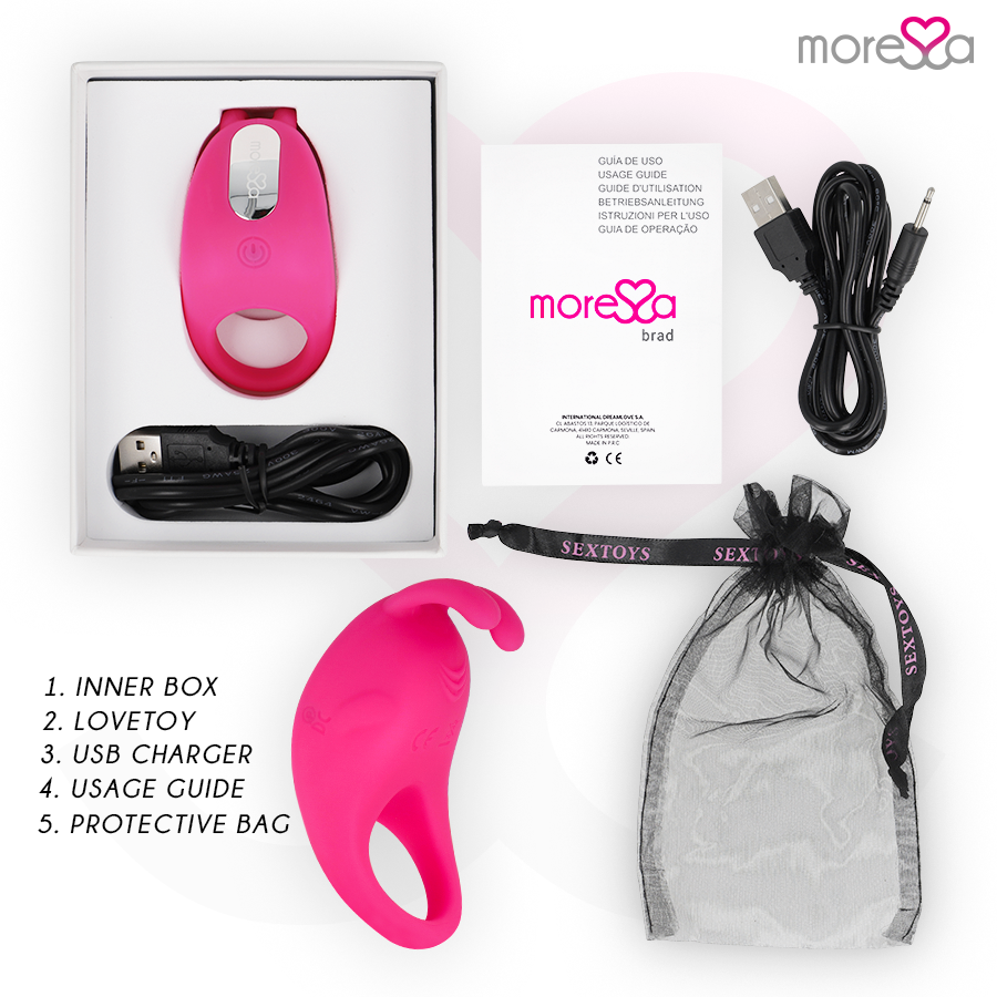 Moressa Brad — anillo vibrador recargable para parejas rosa