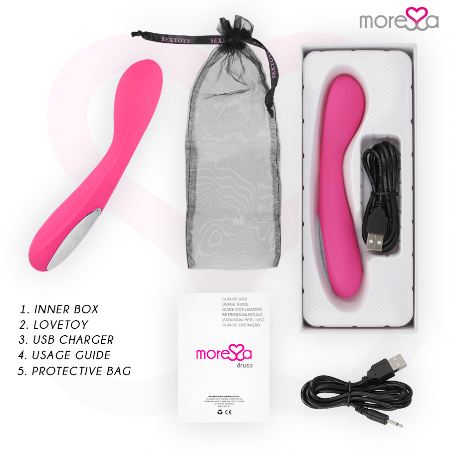MORESSA - Druso masajeador duo punto G y suelo pélvico premium silicone recargable