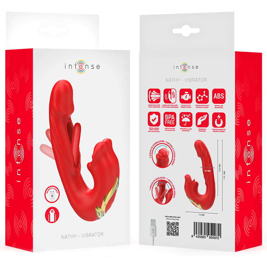 INTENSE - Nathy vibrador doble multifunción rojo