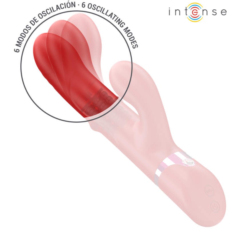 INTENSE Lele — vibrador multifunción rotatorio y oscilante rojo