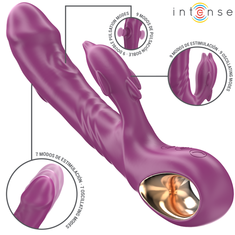 INTENSE - Halle vibrador multifunción con lengua estimuladora morado