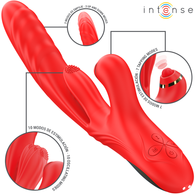 INTENSE Rosalia — vibrador multifunción 3 en 1 rojo