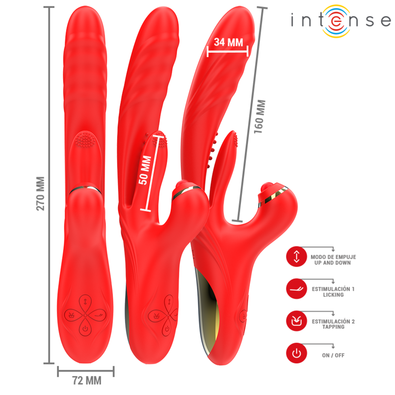 INTENSE Rosalia — vibrador multifunción 3 en 1 rojo