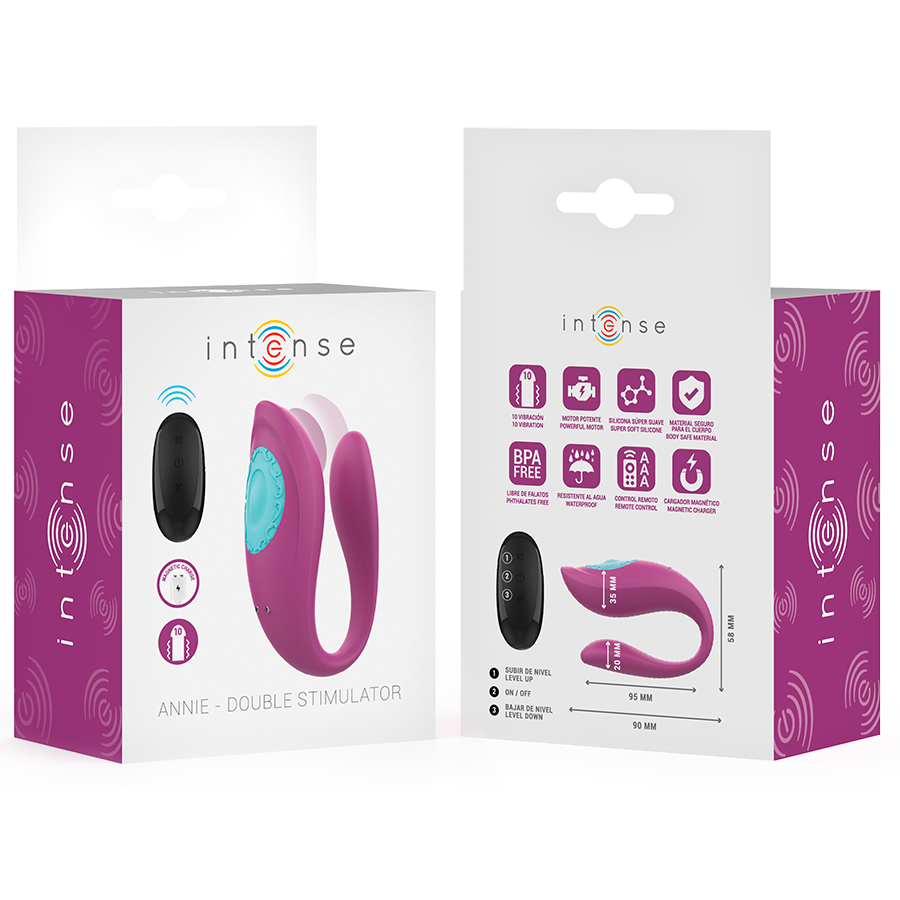 INTENSE - Annie estimulador & vibrador forma de U morado con control remoto