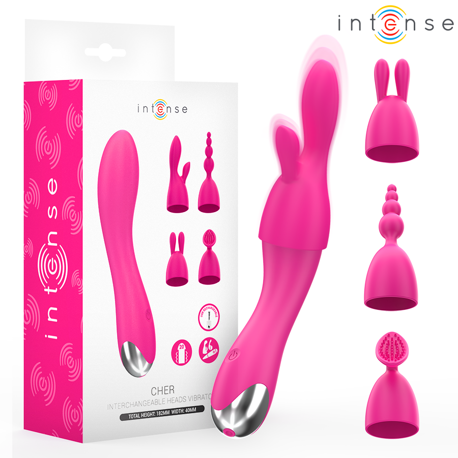 INTENSE Cher — vibrador con cabezales intercambiables (20 patrones)
