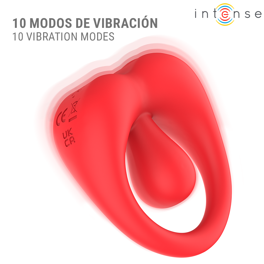 INTENSE - Russell Anillo Vibrador con Estimulación de Clítoris Rojo