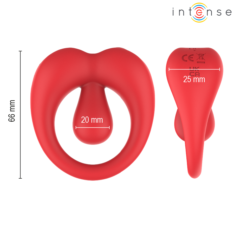 INTENSE - Russell Anillo Vibrador con Estimulación de Clítoris Rojo