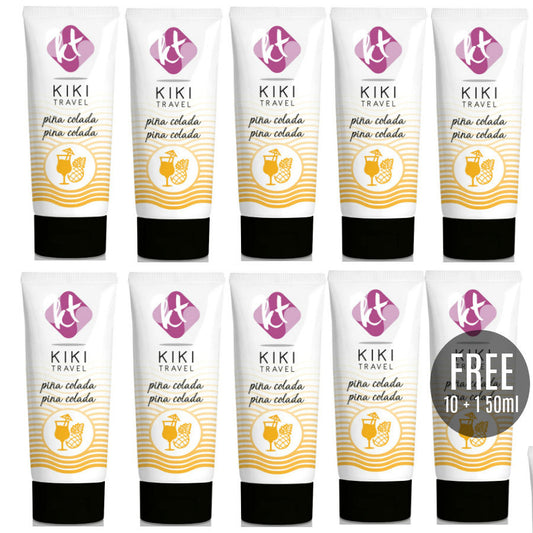 Kikí Travel — Lubricante sabor Piña Colada 50 ml (Pack 10 + 1 gratis)