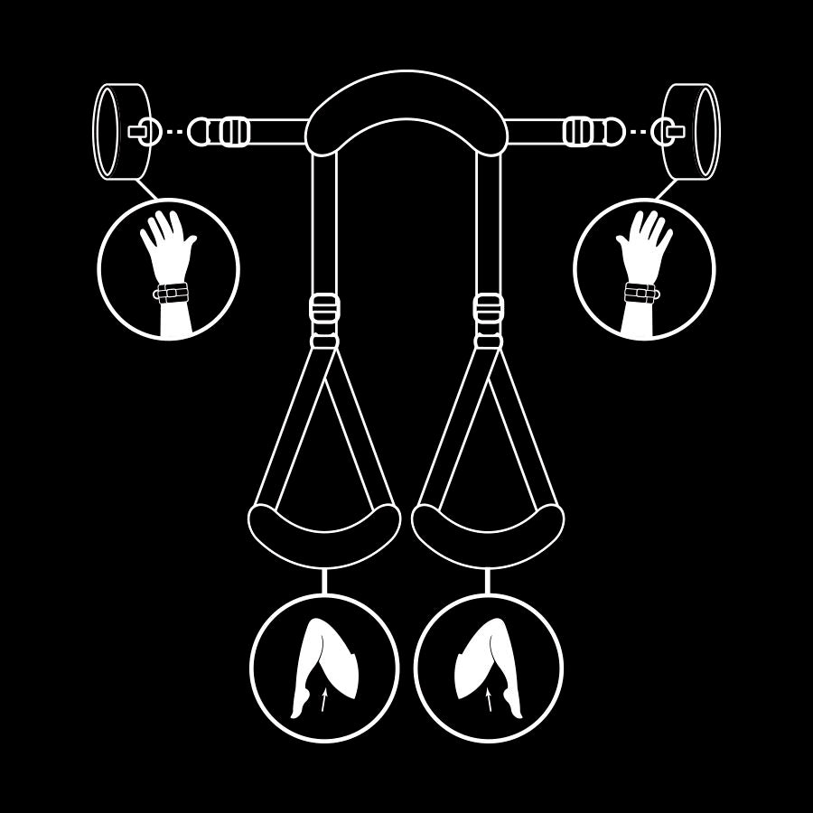 FETISH SUBMISSIVE - Posición piernas abiertas con esposas con forro de neopreno