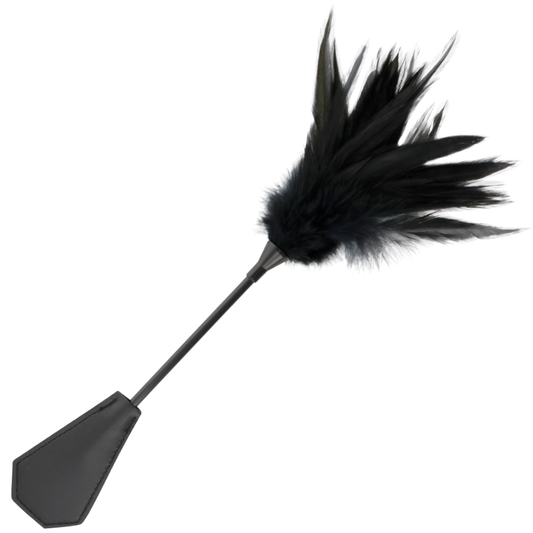 DARKNESS — Fusta con pluma negro 48 cm