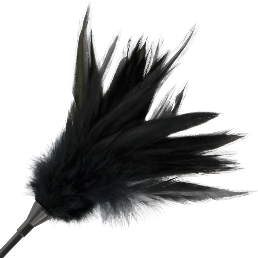 DARKNESS — Fusta con pluma negro 48 cm