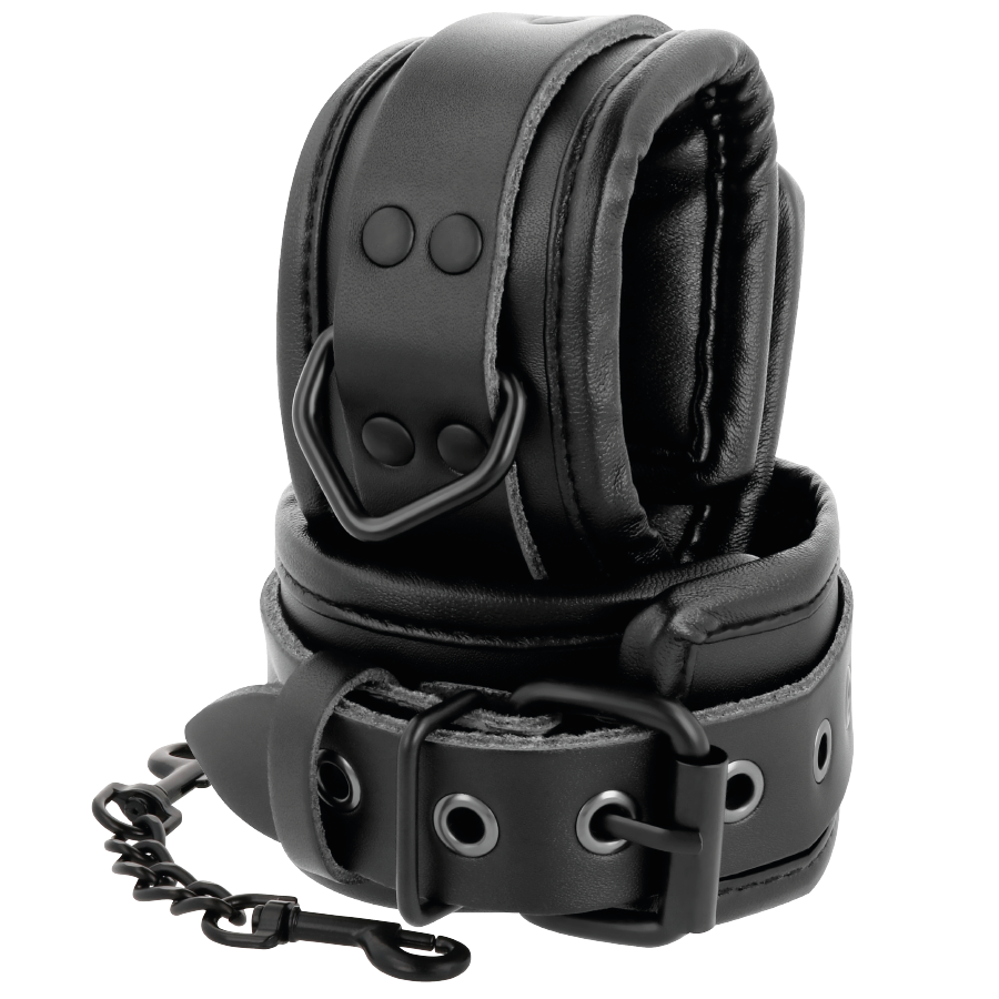 DARKNESS - Esposas ajustables tobillos leather negro