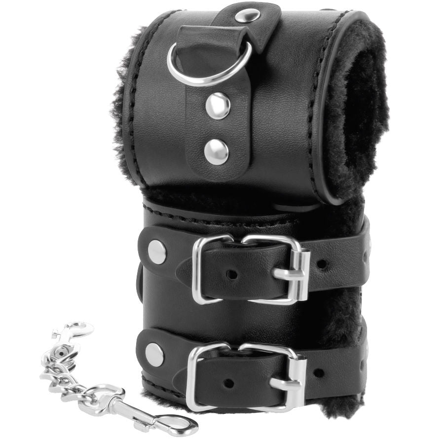 DARKNESS - Esposas cuero con forro ajustables negro