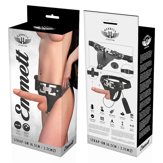 HARNESS ATTRACTION - Arnés Emmett Realístico Vibrador 16.5 cm - O - 3.7 cm