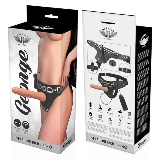 HARNESS ATTRACTION - Arnés George Realístico Vibrador 19 cm - O - 4 cm