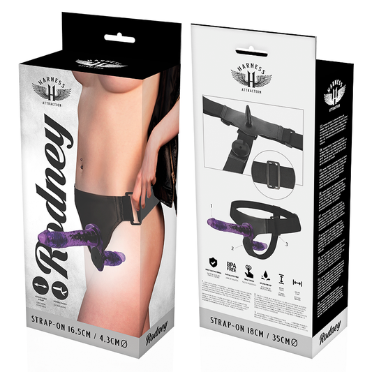 HARNESS ATTRACTION - Rodney Doble Penetración Vibrador 18 cm - O - 3.5 cm