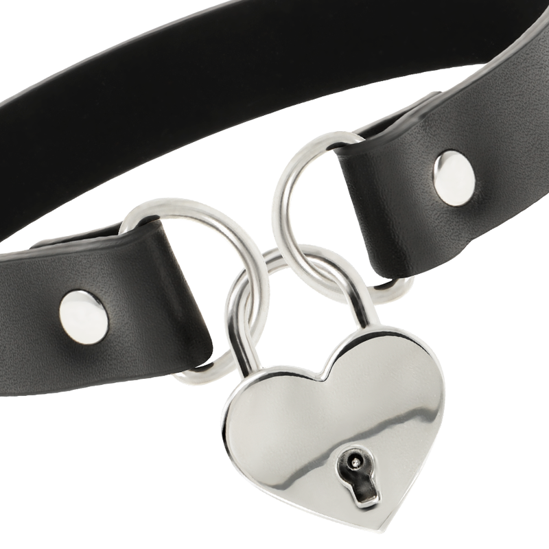COQUETTE CHIC DESIRE — Collar cuero vegano accesorio corazón con llave