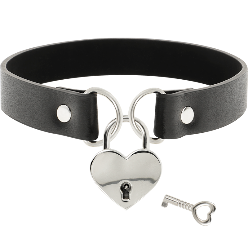 COQUETTE CHIC DESIRE — Collar cuero vegano accesorio corazón con llave